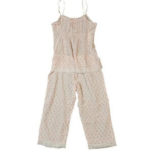 New $76 Oscar de la Renta Pink Label Outfit Set Women's Medium Ivory Wide Leg